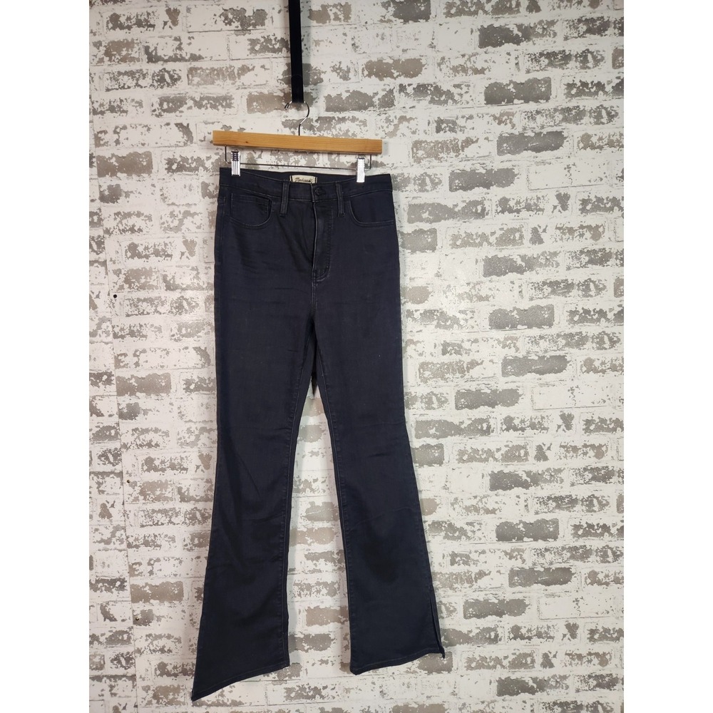Retro Boho Flare Black Jeans Size 28 Skinny Slit Hippie‎ Denim Casual Festival